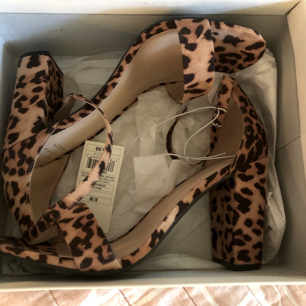 Leopard ankle strap heels